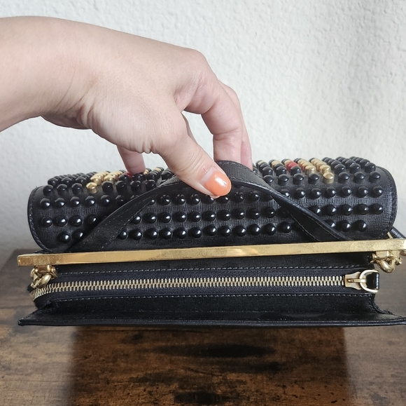 Fendi Black Saffiano Leather Small Studded Monster Demi Jour Shoulder Bag - Picture 6 of 16